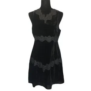 Embroidered Dress Foxiedox Velvet Dress Foxiedox Dresses Foxiedox  Sleeveless Velvet Dress With Lace Inserts Empire Waist Poshmark